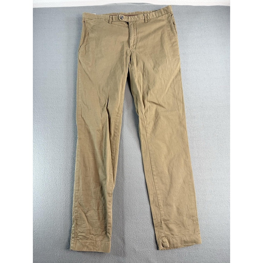 Brooks Brothers Red Fleece Pants Mens 35x32 Beige Regular Fit Stretch Chino